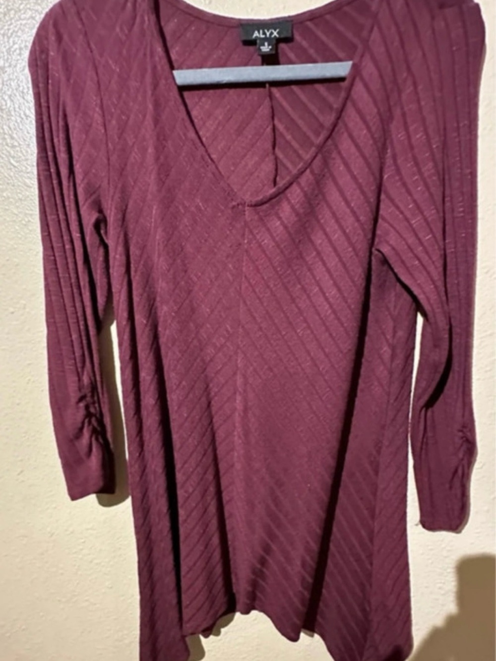 ALYX Plum Ribbed V-Neck Long Sleeve Top